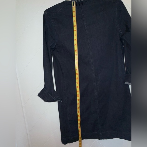 VINCE $320 Cupro Denim Indigo L/S Snap Henley Stretchy Dress split hems 2  XS/S - Picture 14 of 16